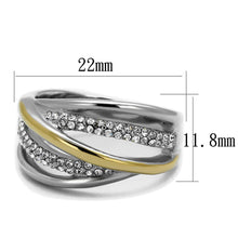 Load image into Gallery viewer, TK2263 - Two-Tone IP Gold (Ion Plating) Stainless Steel Ring with Top Grade Crystal  in Clear