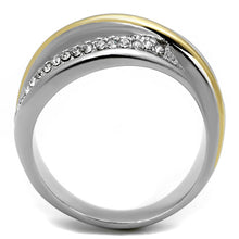 Load image into Gallery viewer, TK2263 - Two-Tone IP Gold (Ion Plating) Stainless Steel Ring with Top Grade Crystal  in Clear