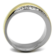 Load image into Gallery viewer, TK2264 - Two-Tone IP Gold (Ion Plating) Stainless Steel Ring with Top Grade Crystal  in Clear