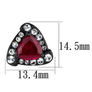 TK2272 - IP Black(Ion Plating) Stainless Steel Earrings with AAA Grade CZ  in Ruby