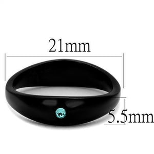 TK2274 - IP Black(Ion Plating) Stainless Steel Ring with Top Grade Crystal  in Light Sapphire
