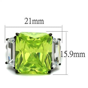 TK2275 - IP Black(Ion Plating) Stainless Steel Ring with AAA Grade CZ  in Apple Green color