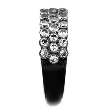 Load image into Gallery viewer, TK2277 - IP Black(Ion Plating) Stainless Steel Ring with AAA Grade CZ  in Clear