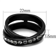 Load image into Gallery viewer, TK2281 - IP Black(Ion Plating) Stainless Steel Ring with Top Grade Crystal  in Black Diamond