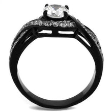 Load image into Gallery viewer, TK2282 - Two-Tone IP Black (Ion Plating) Stainless Steel Ring with AAA Grade CZ  in Clear