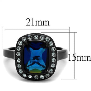 TK2283 - Two-Tone IP Black (Ion Plating) Stainless Steel Ring with Synthetic Synthetic Glass in Montana