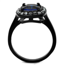Load image into Gallery viewer, TK2283 - Two-Tone IP Black (Ion Plating) Stainless Steel Ring with Synthetic Synthetic Glass in Montana