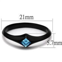 Load image into Gallery viewer, TK2284 - IP Black(Ion Plating) Stainless Steel Ring with Top Grade Crystal  in Sea Blue