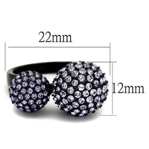 TK2285 - IP Black(Ion Plating) Stainless Steel Ring with Top Grade Crystal  in Multi Color