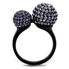 Load image into Gallery viewer, TK2285 - IP Black(Ion Plating) Stainless Steel Ring with Top Grade Crystal  in Multi Color