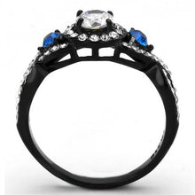Load image into Gallery viewer, TK2286 - Two-Tone IP Black (Ion Plating) Stainless Steel Ring with AAA Grade CZ  in Clear