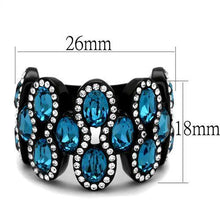 Load image into Gallery viewer, TK2289 - IP Black(Ion Plating) Stainless Steel Ring with Top Grade Crystal  in Aquamarine