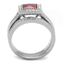 Load image into Gallery viewer, TK2293 - High polished (no plating) Stainless Steel Ring with AAA Grade CZ  in Ruby