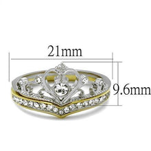 Load image into Gallery viewer, TK2294 - Two-Tone IP Gold (Ion Plating) Stainless Steel Ring with Top Grade Crystal  in Clear