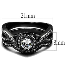 Load image into Gallery viewer, TK2296J-  Stainless Steel Ring with AAA Grade CZ  in Clear Ion Plating-Black