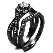 Load image into Gallery viewer, TK2296J-  Stainless Steel Ring with AAA Grade CZ  in Clear Ion Plating-Black