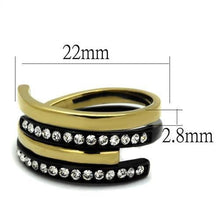 Load image into Gallery viewer, TK2298 - IP Gold+ IP Black (Ion Plating) Stainless Steel Ring with Top Grade Crystal  in Clear