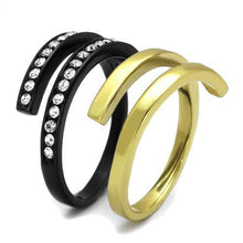 Load image into Gallery viewer, TK2298 - IP Gold+ IP Black (Ion Plating) Stainless Steel Ring with Top Grade Crystal  in Clear