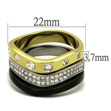 Load image into Gallery viewer, TK2299 - IP Gold+ IP Black (Ion Plating) Stainless Steel Ring with Top Grade Crystal  in Clear