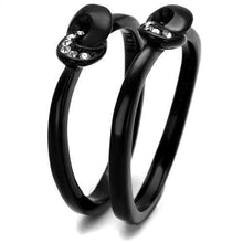 Load image into Gallery viewer, TK2300 - IP Black(Ion Plating) Stainless Steel Ring with Top Grade Crystal  in Clear