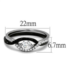Load image into Gallery viewer, TK2301 - Two-Tone IP Black (Ion Plating) Stainless Steel Ring with AAA Grade CZ  in Clear
