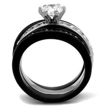 Load image into Gallery viewer, TK2304 - Two-Tone IP Black (Ion Plating) Stainless Steel Ring with AAA Grade CZ  in Clear