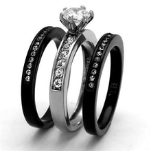 Load image into Gallery viewer, TK2304 - Two-Tone IP Black (Ion Plating) Stainless Steel Ring with AAA Grade CZ  in Clear