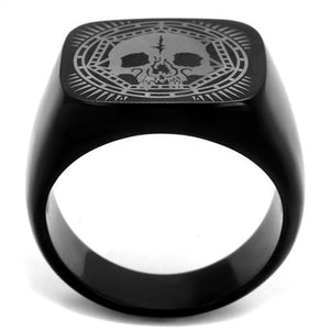 TK2306 - IP Black(Ion Plating) Stainless Steel Ring with No Stone
