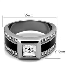 Load image into Gallery viewer, TK2308 - High polished (no plating) Stainless Steel Ring with Top Grade Crystal  in Clear