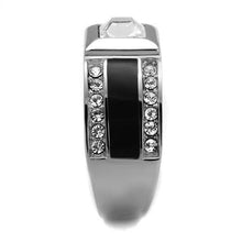 Load image into Gallery viewer, TK2308 - High polished (no plating) Stainless Steel Ring with Top Grade Crystal  in Clear
