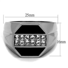 Load image into Gallery viewer, TK2309 - High polished (no plating) Stainless Steel Ring with Top Grade Crystal  in Clear