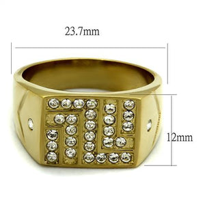 TK2311 - IP Gold(Ion Plating) Stainless Steel Ring with Top Grade Crystal  in Clear