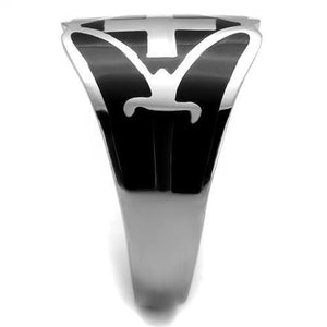 TK2314 - High polished (no plating) Stainless Steel Ring with Epoxy  in Jet