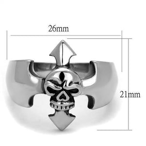 TK2318 - High polished (no plating) Stainless Steel Ring with Epoxy  in Jet