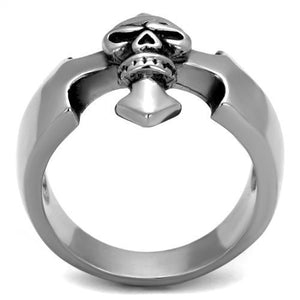 TK2318 - High polished (no plating) Stainless Steel Ring with Epoxy  in Jet