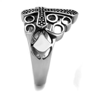 TK2320 - High polished (no plating) Stainless Steel Ring with Epoxy  in Jet