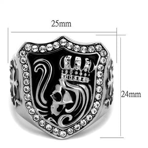 TK2328 - High polished (no plating) Stainless Steel Ring with Top Grade Crystal  in Clear