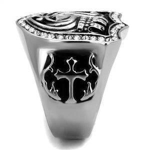 TK2328 - High polished (no plating) Stainless Steel Ring with Top Grade Crystal  in Clear