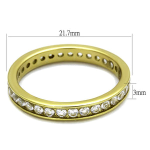 TK2343G - IP Gold(Ion Plating) Stainless Steel Ring with AAA Grade CZ  in Clear