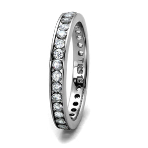 TK2343 - High polished (no plating) Stainless Steel Ring with AAA Grade CZ  in Clear