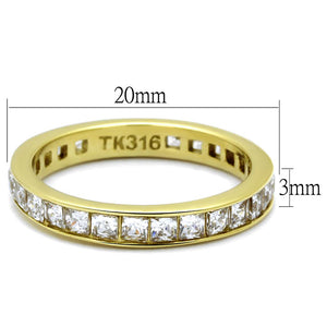 TK2344G - IP Gold(Ion Plating) Stainless Steel Ring with AAA Grade CZ  in Clear