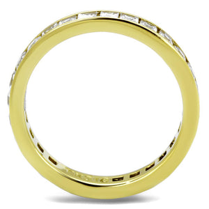 TK2344G - IP Gold(Ion Plating) Stainless Steel Ring with AAA Grade CZ  in Clear