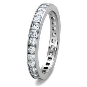 TK2344 - High polished (no plating) Stainless Steel Ring with AAA Grade CZ  in Clear