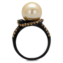 Load image into Gallery viewer, TK2349 - IP Black(Ion Plating) Stainless Steel Ring with Synthetic Pearl in Topaz