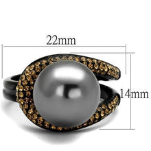 Load image into Gallery viewer, TK2350 - IP Black(Ion Plating) Stainless Steel Ring with Synthetic Pearl in Gray