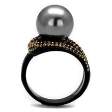 Load image into Gallery viewer, TK2350 - IP Black(Ion Plating) Stainless Steel Ring with Synthetic Pearl in Gray