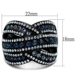TK2352 - IP Black(Ion Plating) Stainless Steel Ring with Top Grade Crystal  in Montana