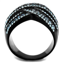 Load image into Gallery viewer, TK2352 - IP Black(Ion Plating) Stainless Steel Ring with Top Grade Crystal  in Montana
