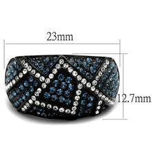 Load image into Gallery viewer, TK2353 - IP Black(Ion Plating) Stainless Steel Ring with Top Grade Crystal  in Montana