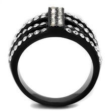 Load image into Gallery viewer, TK2354 - IP Black(Ion Plating) Stainless Steel Ring with Top Grade Crystal  in Clear